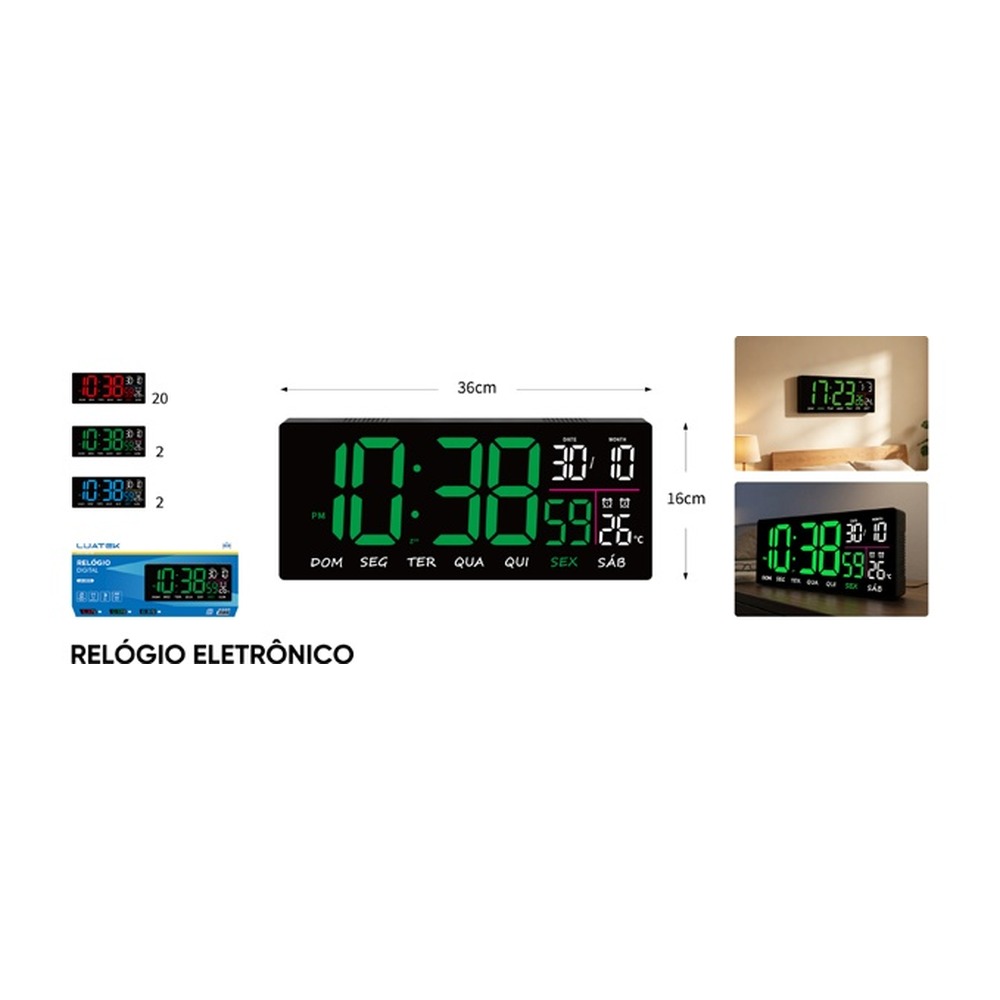 RELÓGIO ELETRÔNICO do produto: 36*16cm LK-3616