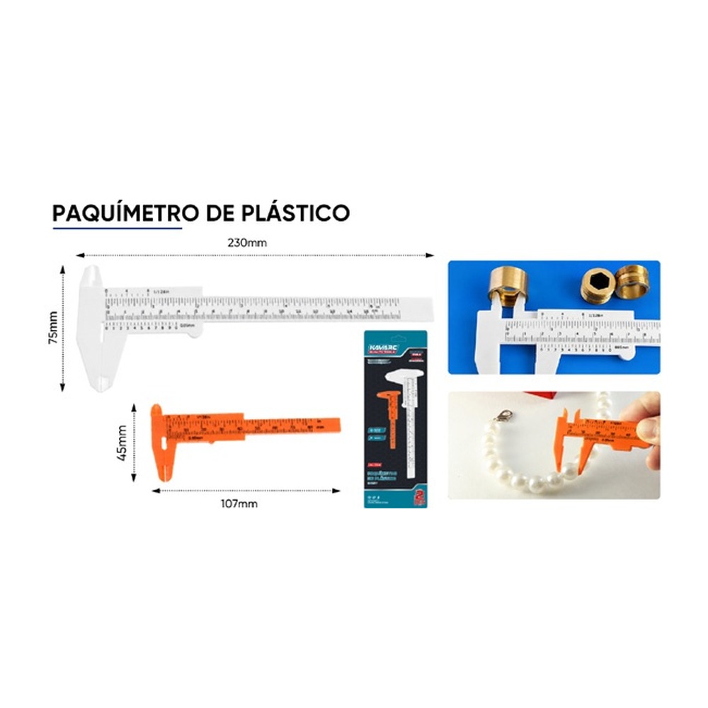 PAQUÍMETRO DE PLÁSTICO 210*72 mm 107*44mm LWJ-2348