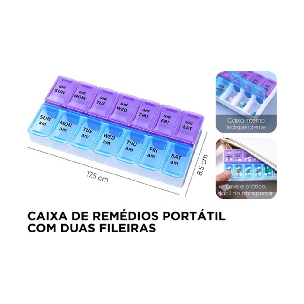 CAIXA DE REMEDIOS PORTATIL COM DUAS FILEIRAS MADE-ZWK07