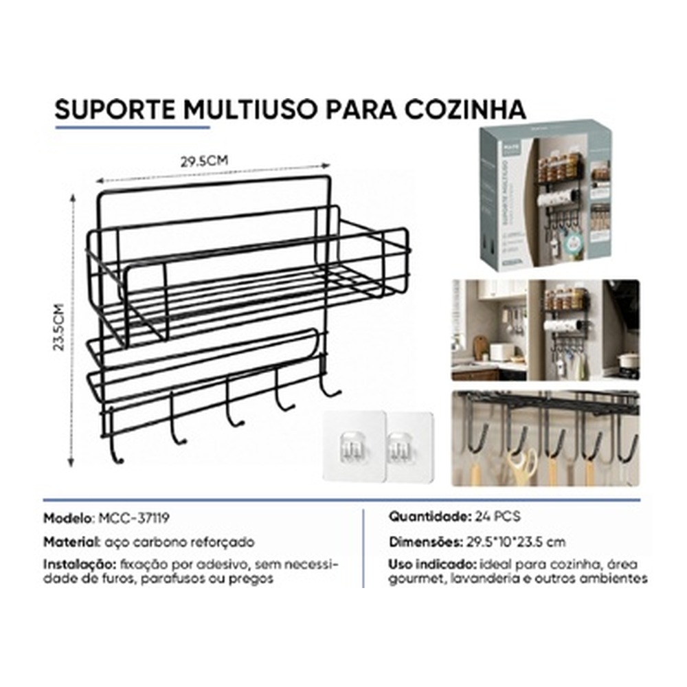 SUPORTE MULTIUSO PARA COZINHA 29.5*10*23.5 cm MCC-37119