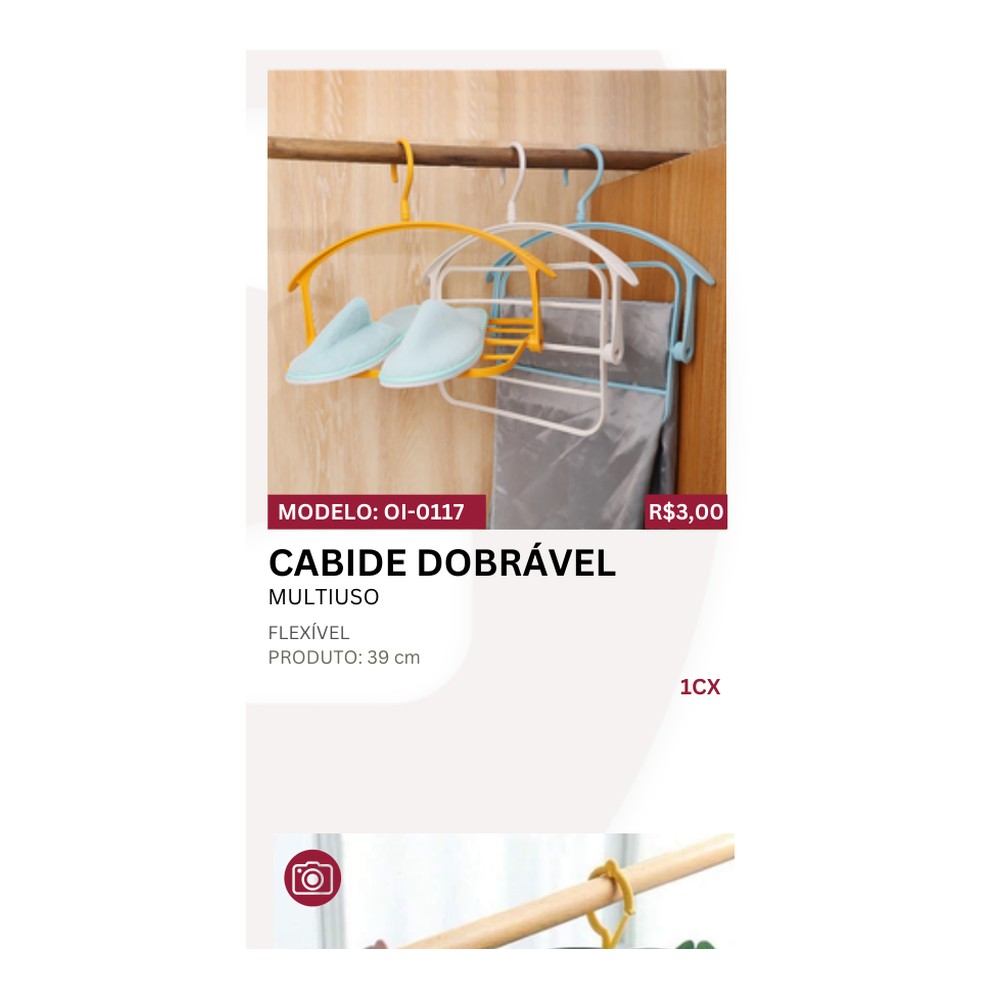 CABIDE DOBRÁVEL MULTIUSO FLEXÍVEL 39 cm OI-0117