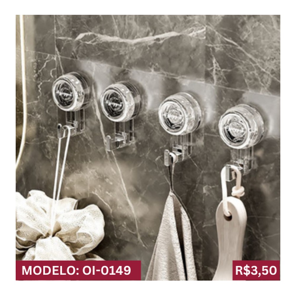 SUPORTE COM GANCHO PARA PAREDES COM FIXADOR ADESIVO PARA PAREDES 5,8cm x 4cm x 9cm OI-0149
