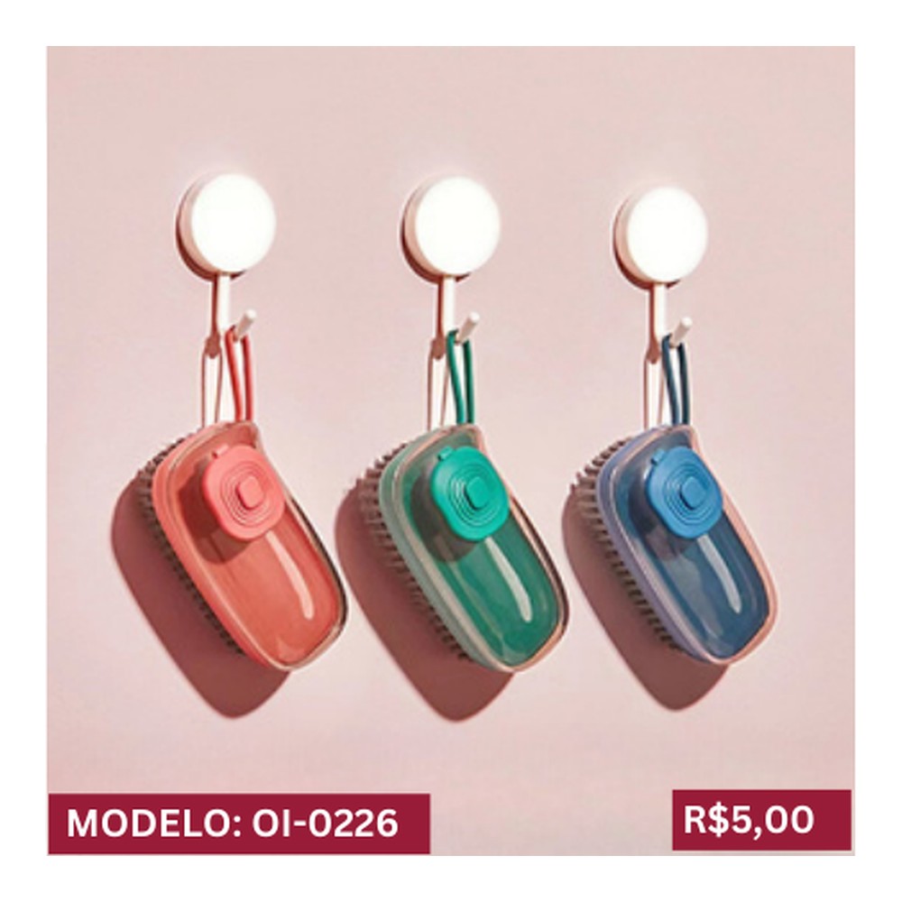 ESCOVA DE LIMPEZA COM DISPENSADOR LEVE, COMPACTA E MULTIUSO 12cm x 6cm x 6cm OI-0226