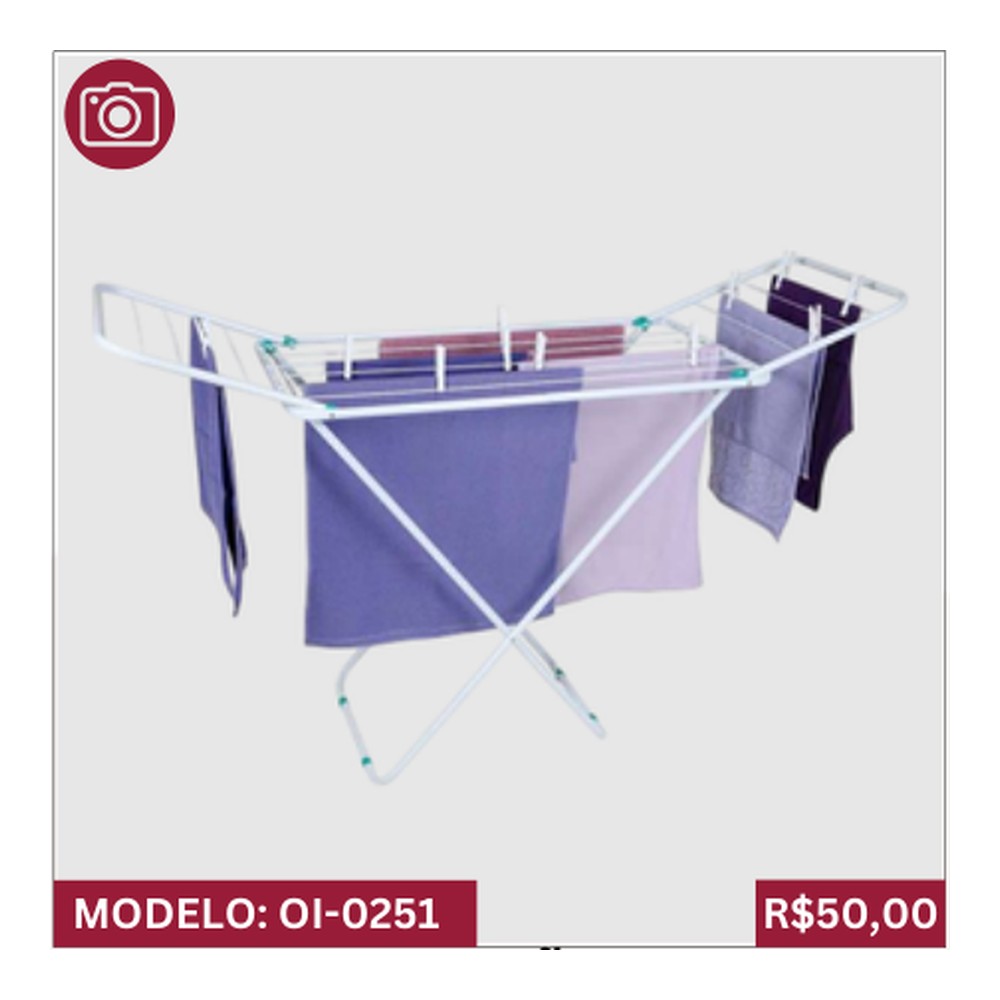 VARAL DE CHÃO SLIM COM ABAS Leve e prático 160 x 50 x 90 cm OI-0251