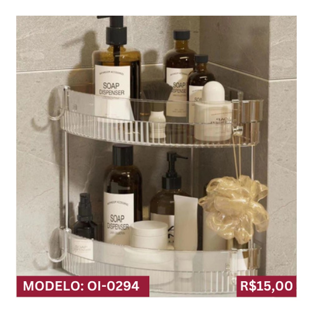 SUPORTE ORGANIZADOR DE MAQUIAGEM 2 PRATILEIRAS (ANDARES) 28cm x 18cm x 27cm OI-0294