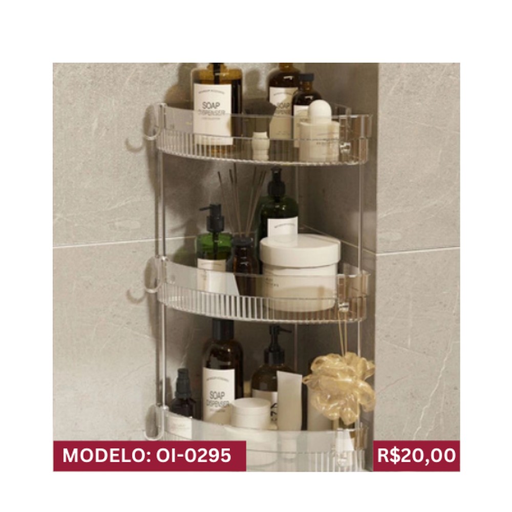 SUPORTE ORGANIZADOR DE MAQUIAGEM 3 PRATILEIRAS (ANDARES) 28cm x 18cm x 47cm OI-0295