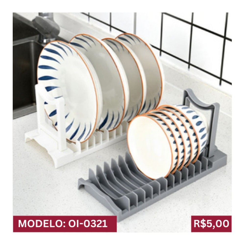 ESCORREDOR DE PRATOS LEVE E RESISTENTE 27cm x 12cm x 15cm OI-0321