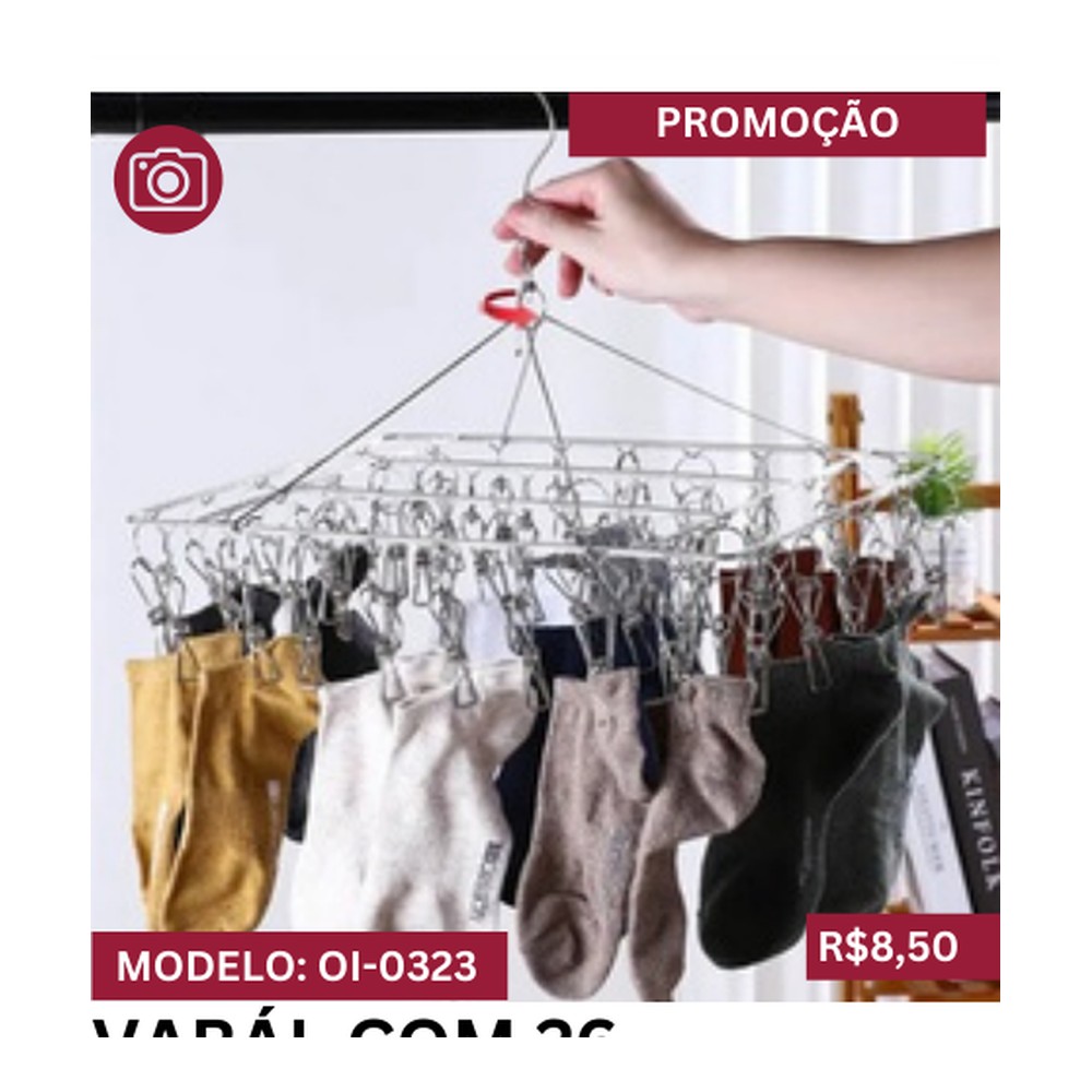 VARÁL COM 26 PRENDEDORES 36 x 27.5 x 19cm OI-0323