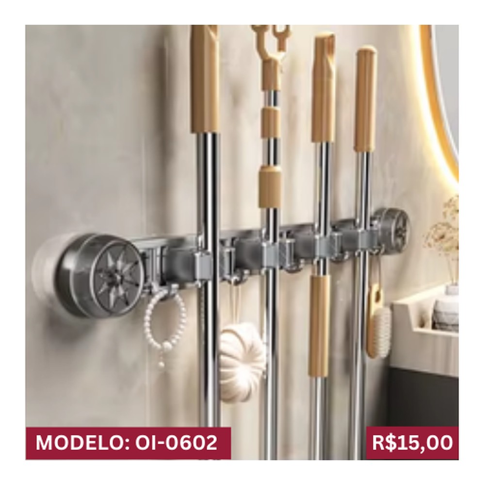SUPORTE DE PAREDE PARA VASSOURA 60cm x 8cm OI-0602