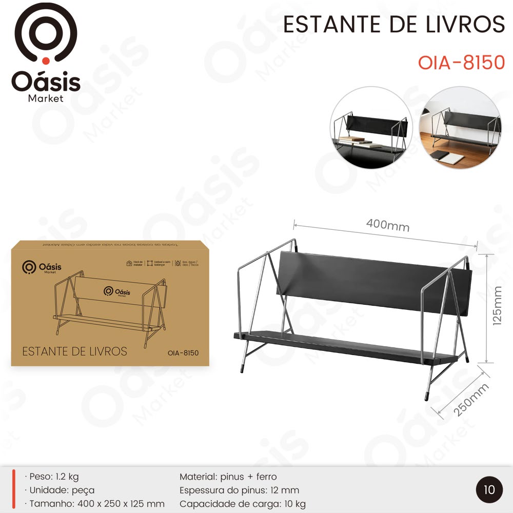 Estante de Livros 400mm OIA-8150
