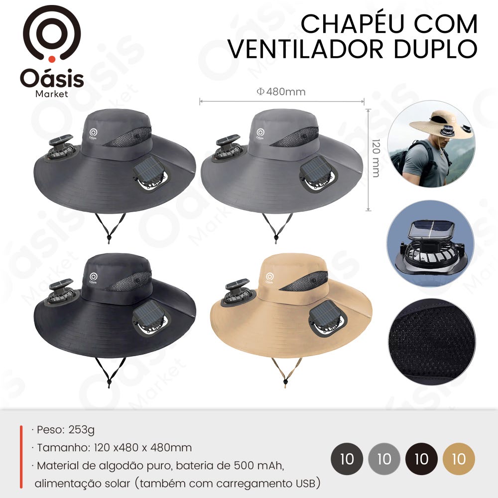 Chapéu com Ventilador Duplo 480mm OIF-7560
