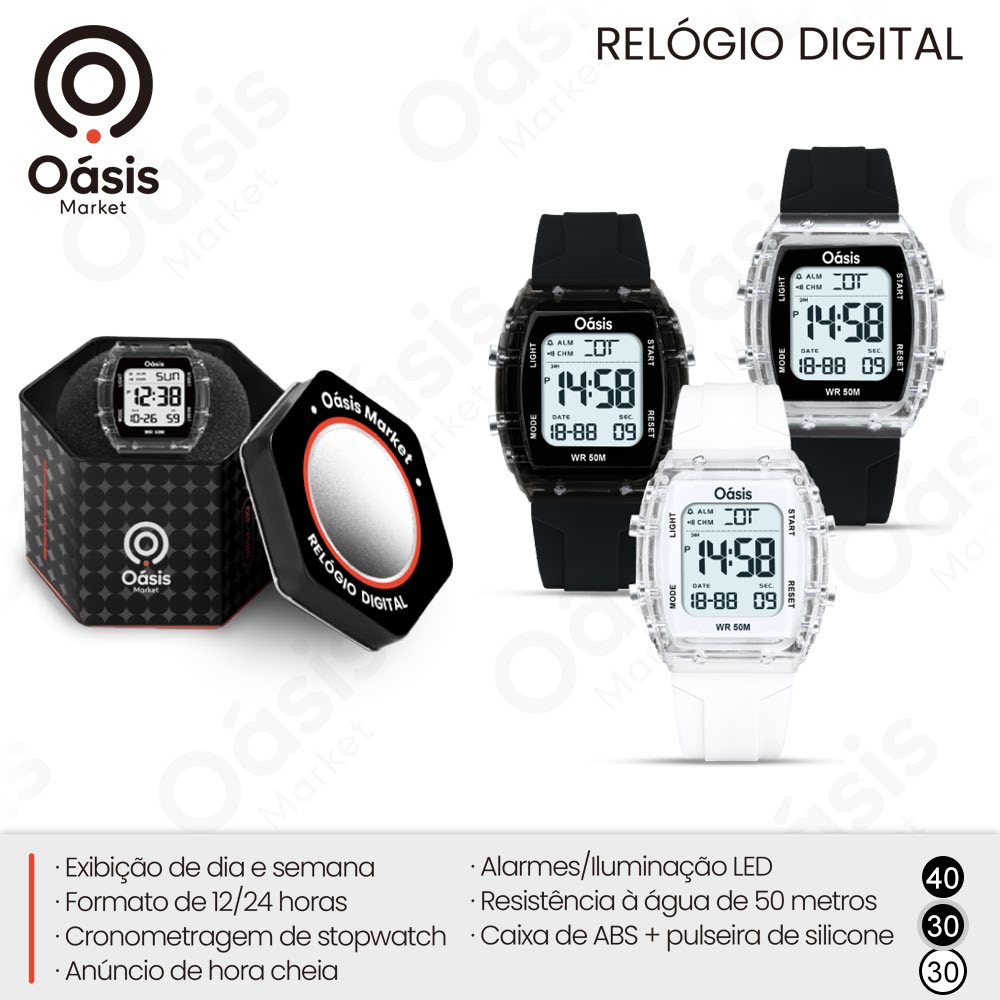 Relógio Digital Silicone OIF-7584