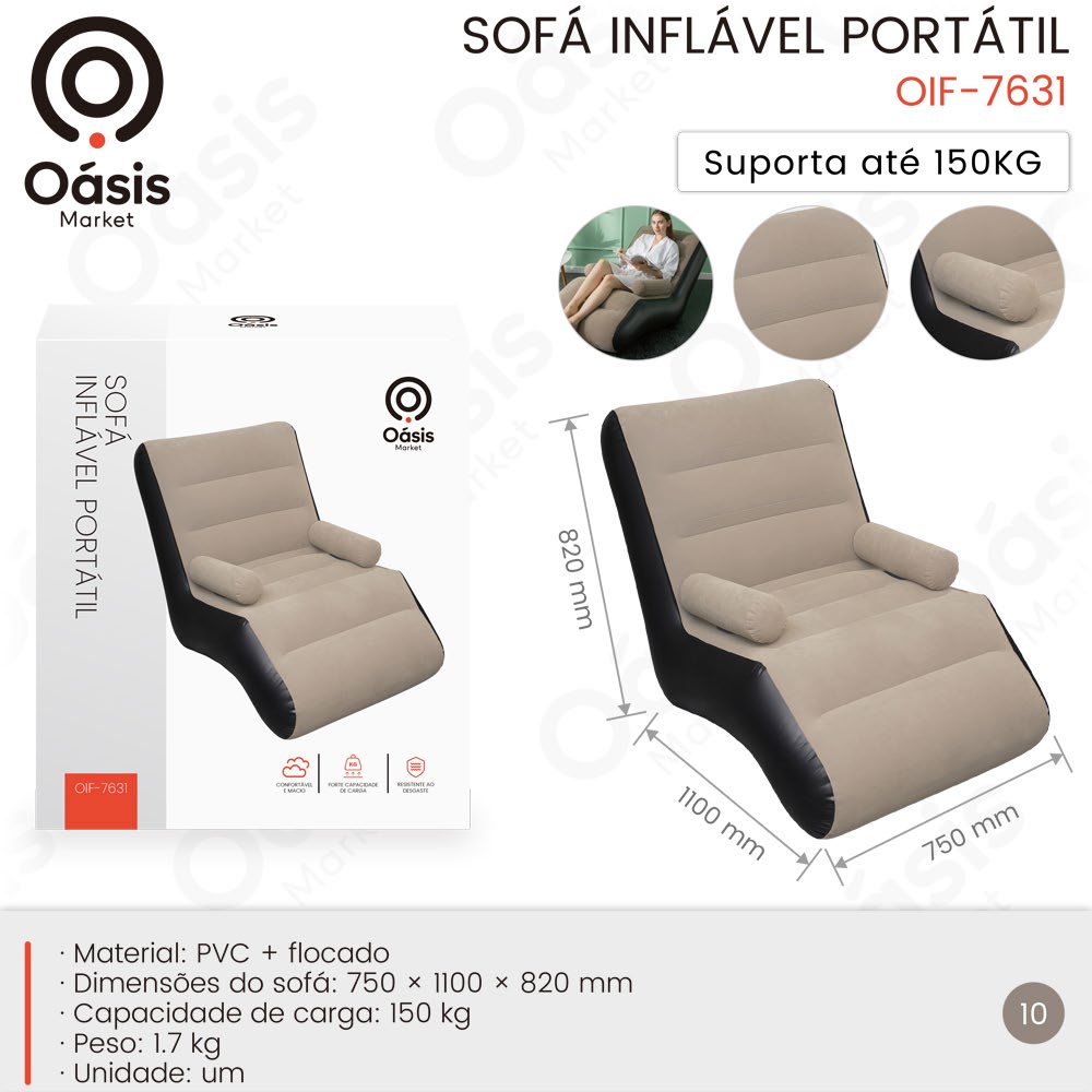 Sofá Inflável Portátil 1100mm OIF-7631