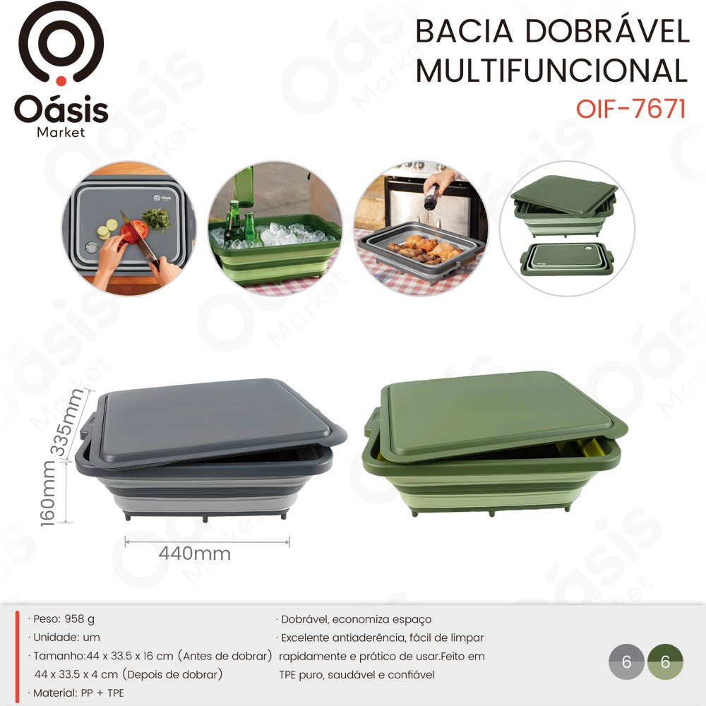 Bacia Dobrável 44cm OIF-7671