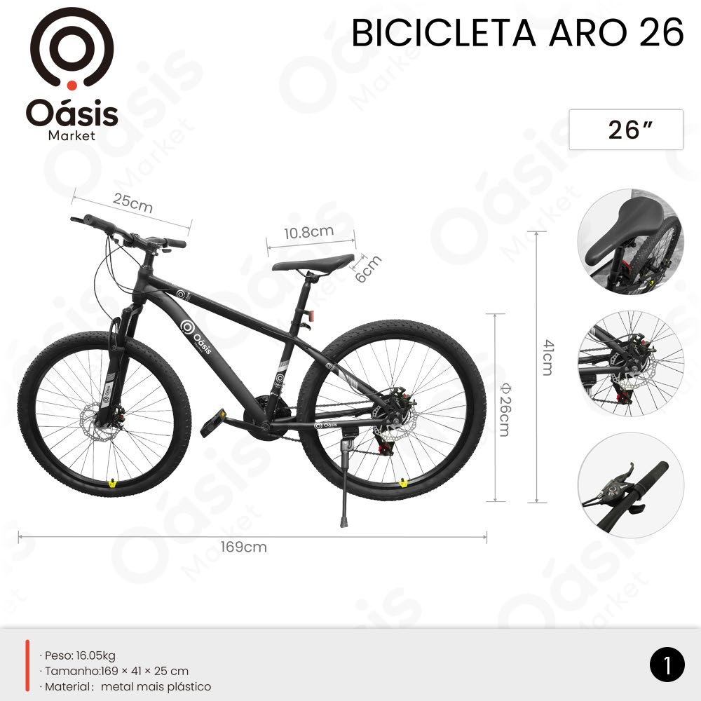 Bicicleta Aro 26 169cm OIF-7750