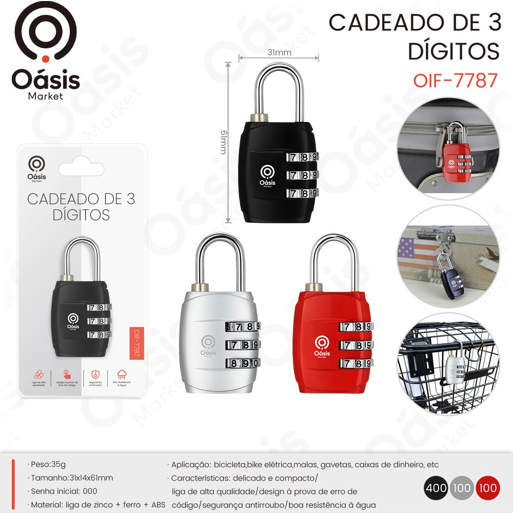 Cadeado de 3 61mm OIF-7787