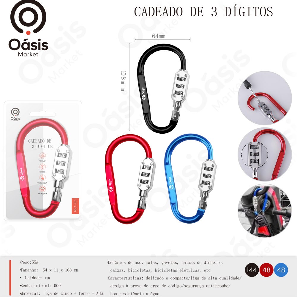 Cadeado de 3 Dígitos 108mm OIF-7790