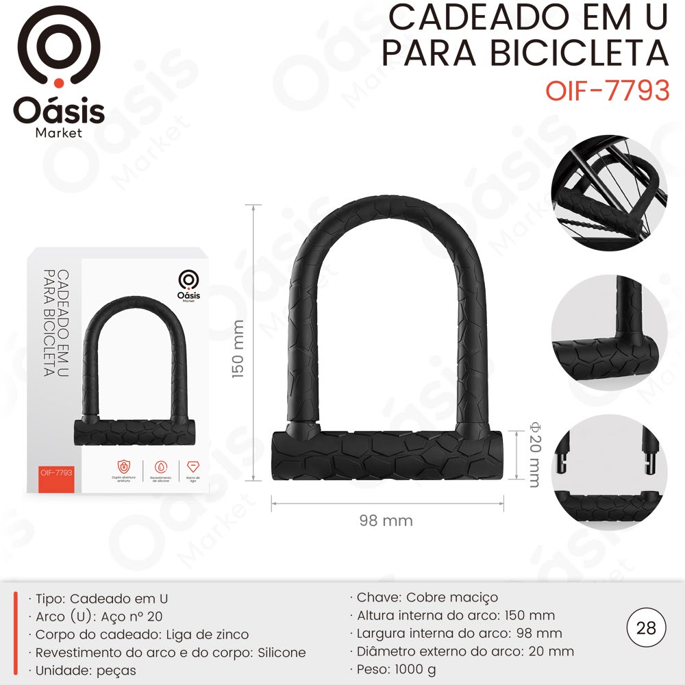 Cadeado em U Silicone OIF-7793