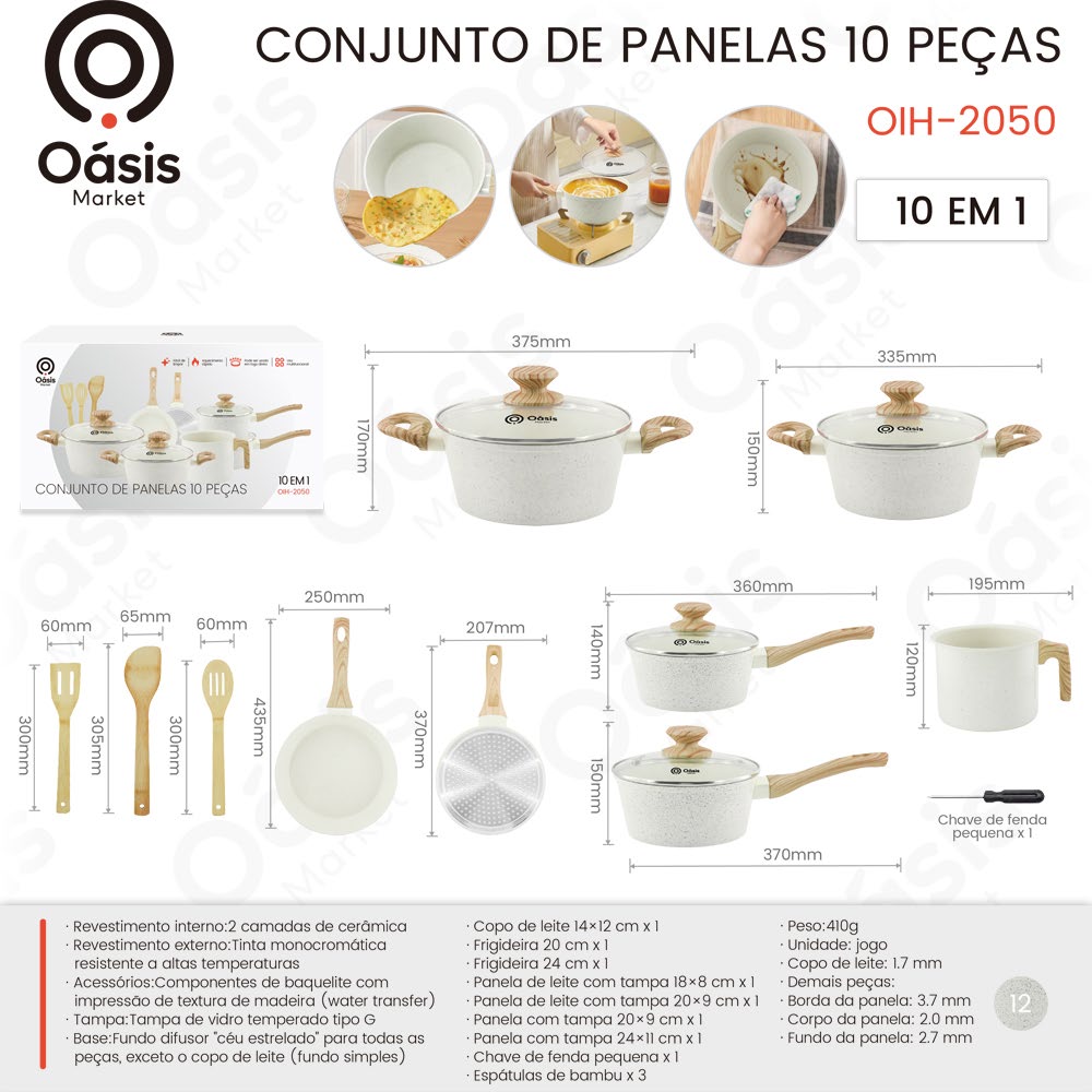 Conjunto de Panelas 10 Peças 18cm OIH-2050