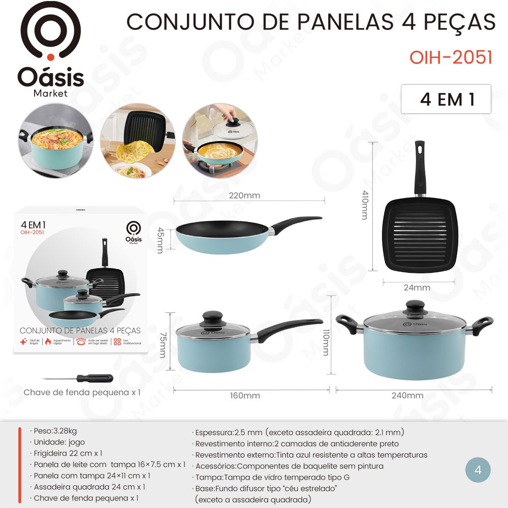 Conjunto de Panelas 4 Peças 16cm OIH-2051