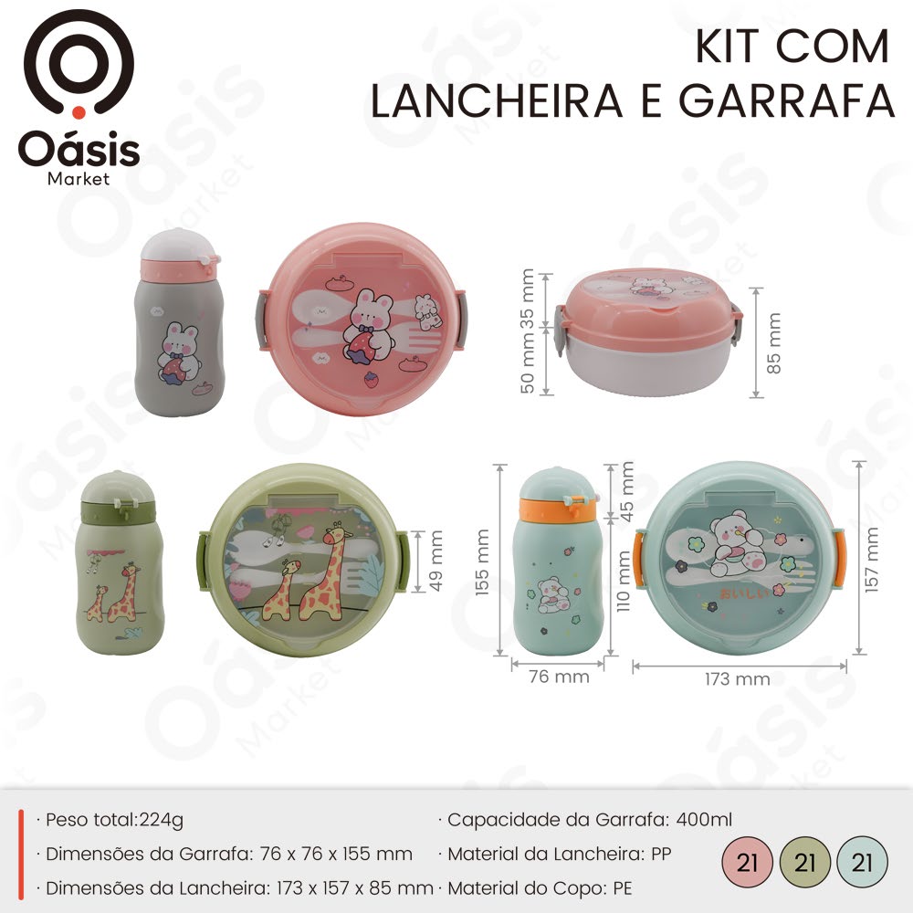 Kit com Lancheira e Garrafa 173mm OIH-2110