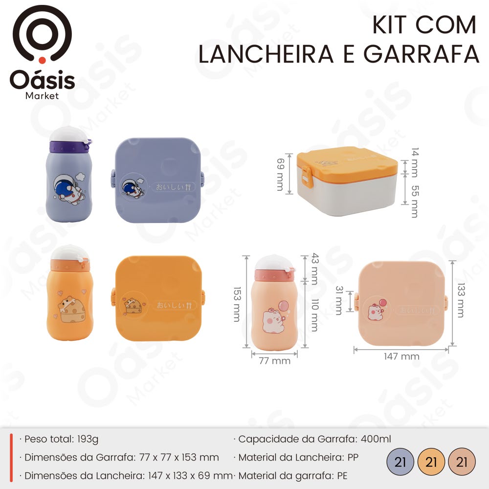 Kit com Lancheira e Garrafa 158mm OIH-2113