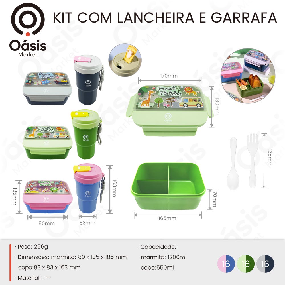 Kit com Lancheira e Garrafa 185mm OIH-2118