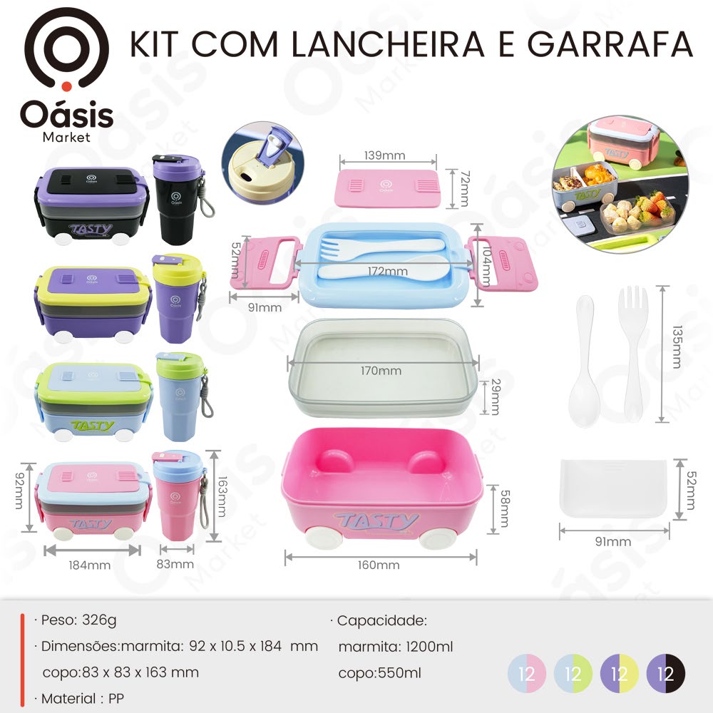Kit com Lancheira e Garrafa 184mm OIH-2119