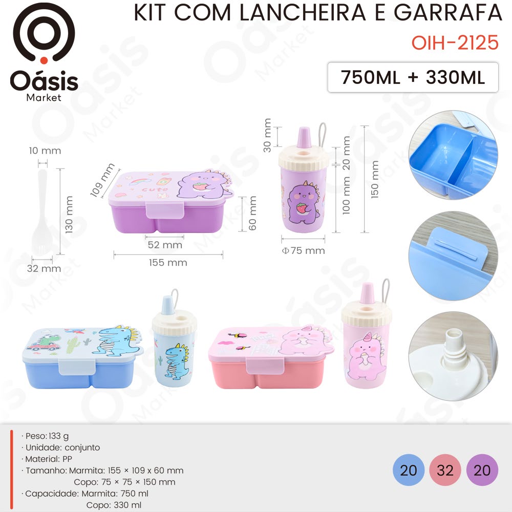 Kit com Lancheira e Garrafa 155mm OIH-2125