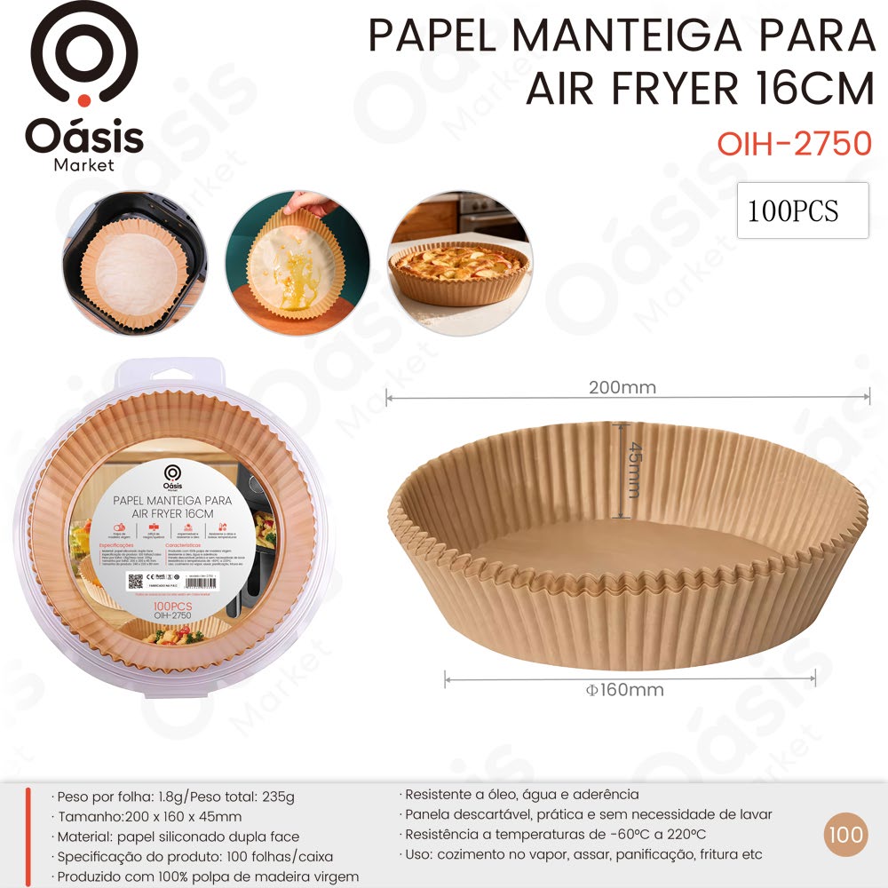 Papel Manteiga para Air Fryer 16cm 200mm OIH-2750