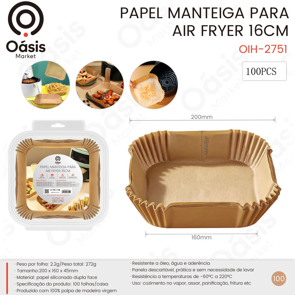 Papel Manteiga para Air Fryer 16cm 200mm OIH-2751