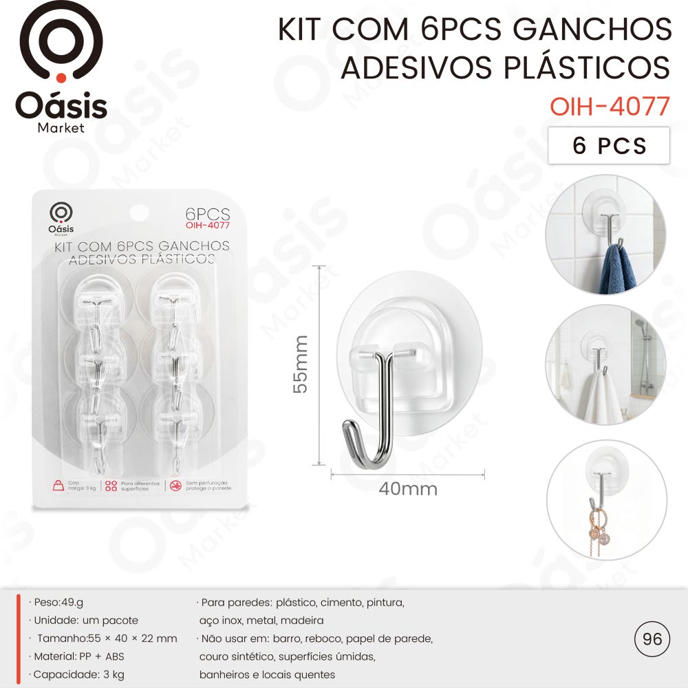 Kit com 6pcs Ganchos 55mm OIH-4077
