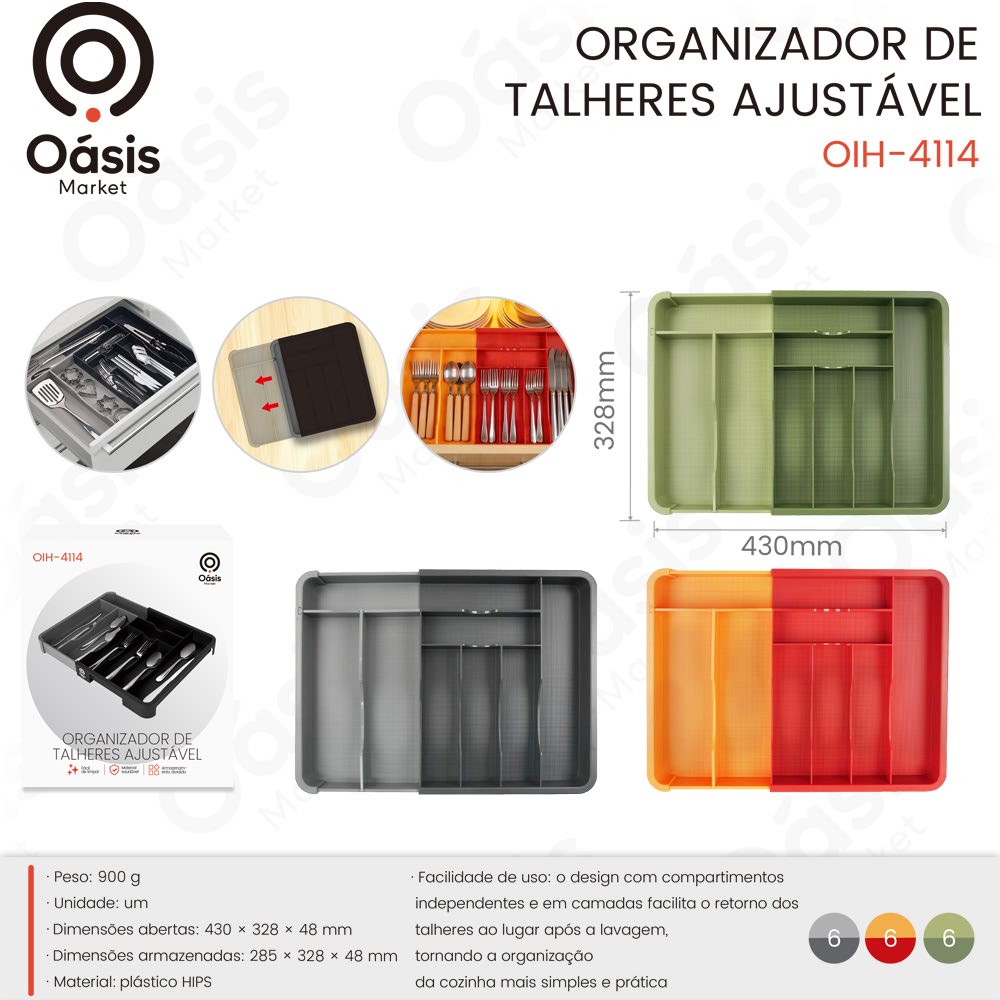 Organizador de Talheres Ajustável 430mm OIH-4114