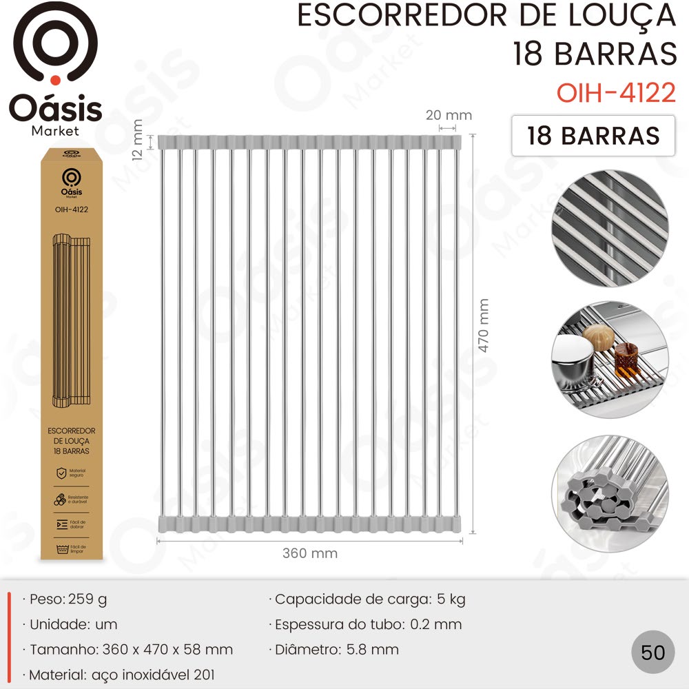 Escorredor de Louça 470mm OIH-4122