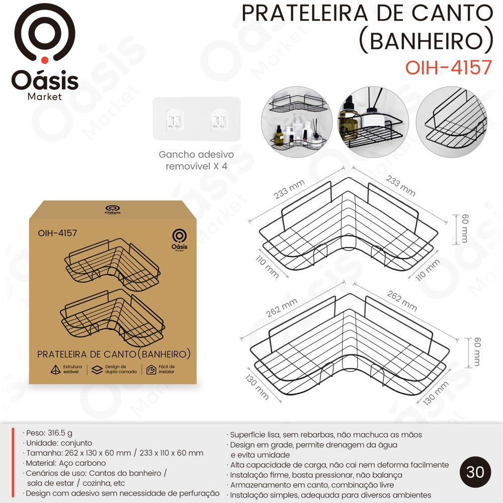 Prateleira de Canto 262mm OIH-4157