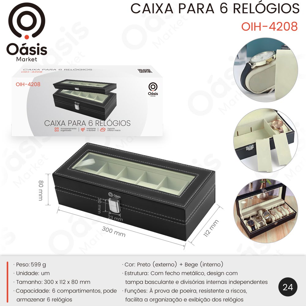 Caixa para 6 Relógios 300mm OIH-4208