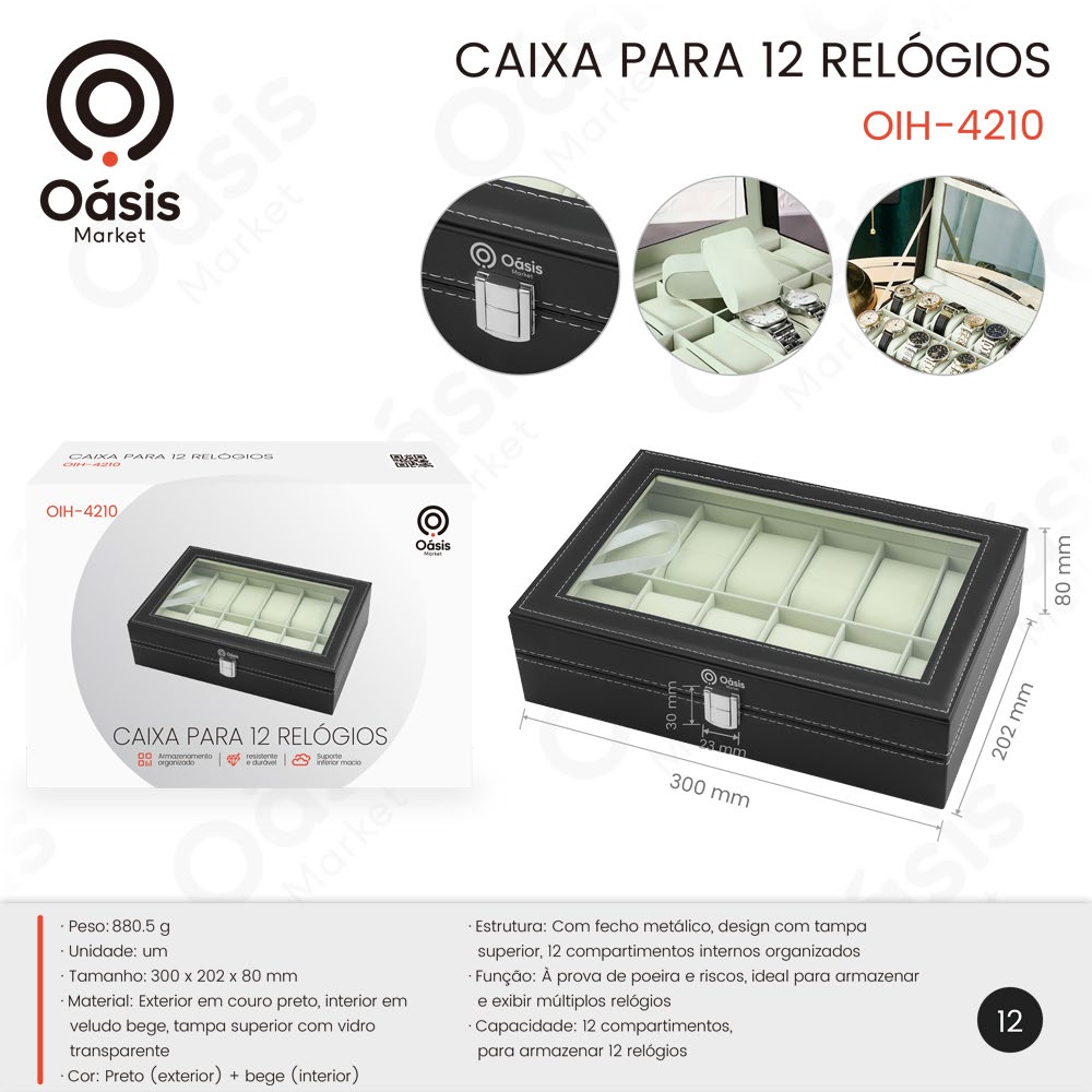Caixa para 12 Relógios 300mm OIH-4210