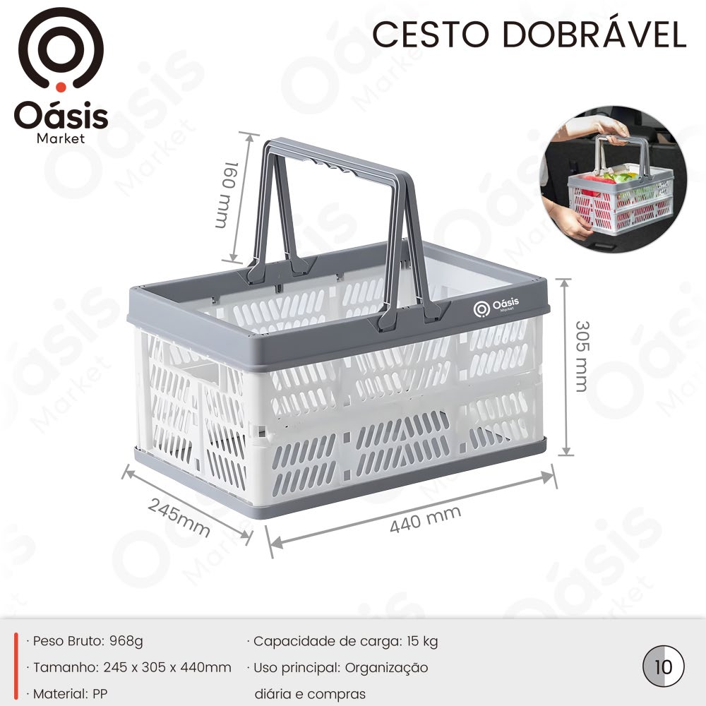 Cesto Dobrável 440mm OIH-4363