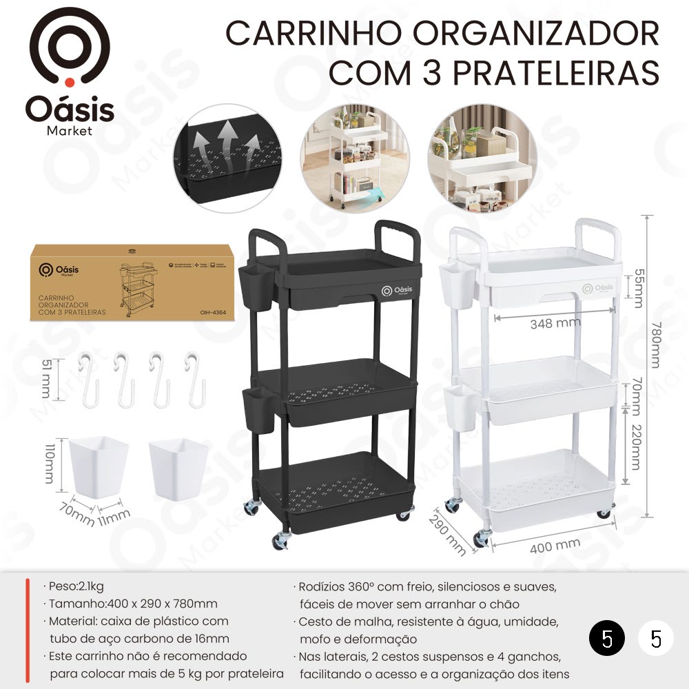 Carrinho Organizador 780mm OIH-4364