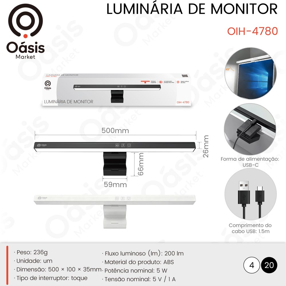 Luminária de Monitor 500mm OIH-4780
