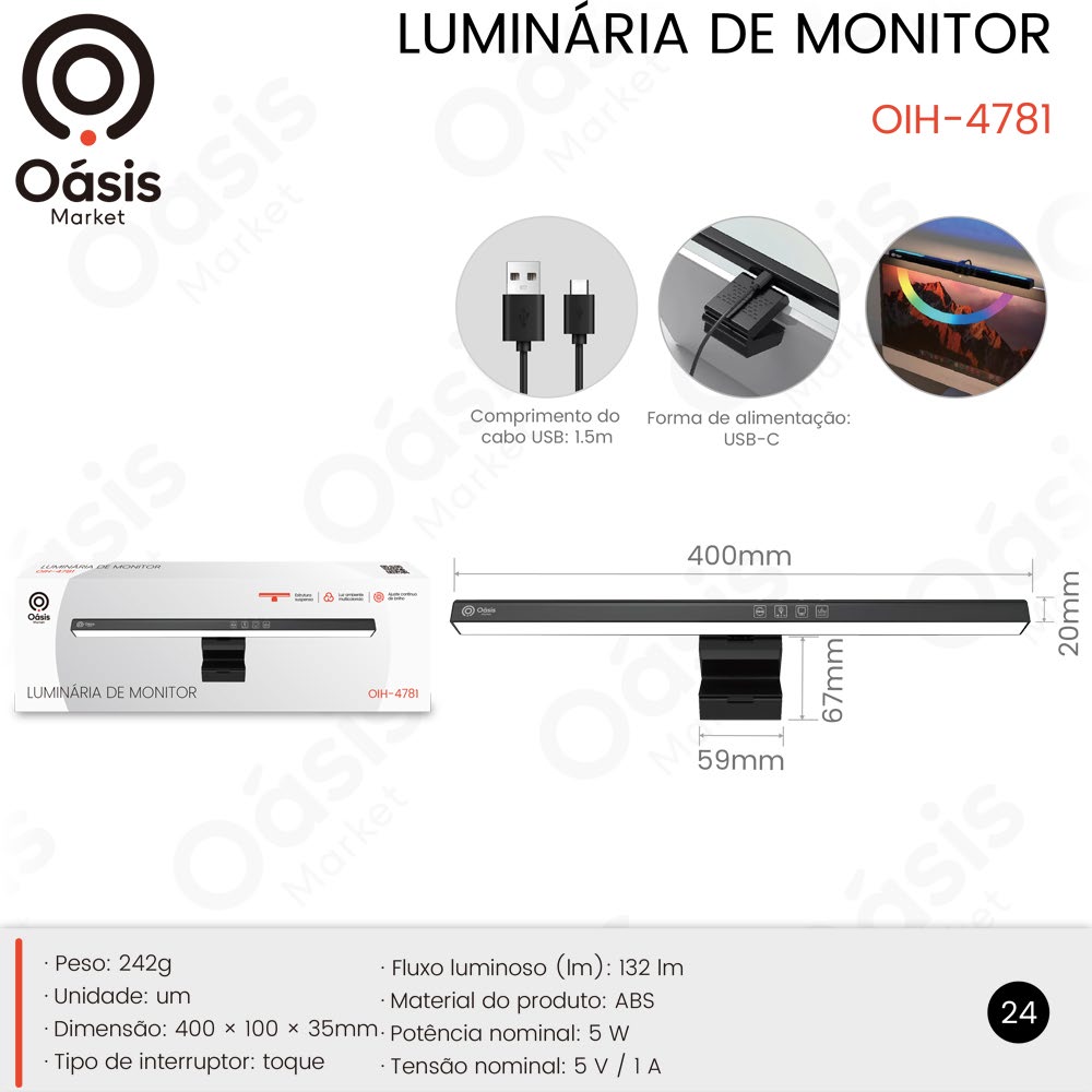Luminária de Monitor 100mm OIH-4781