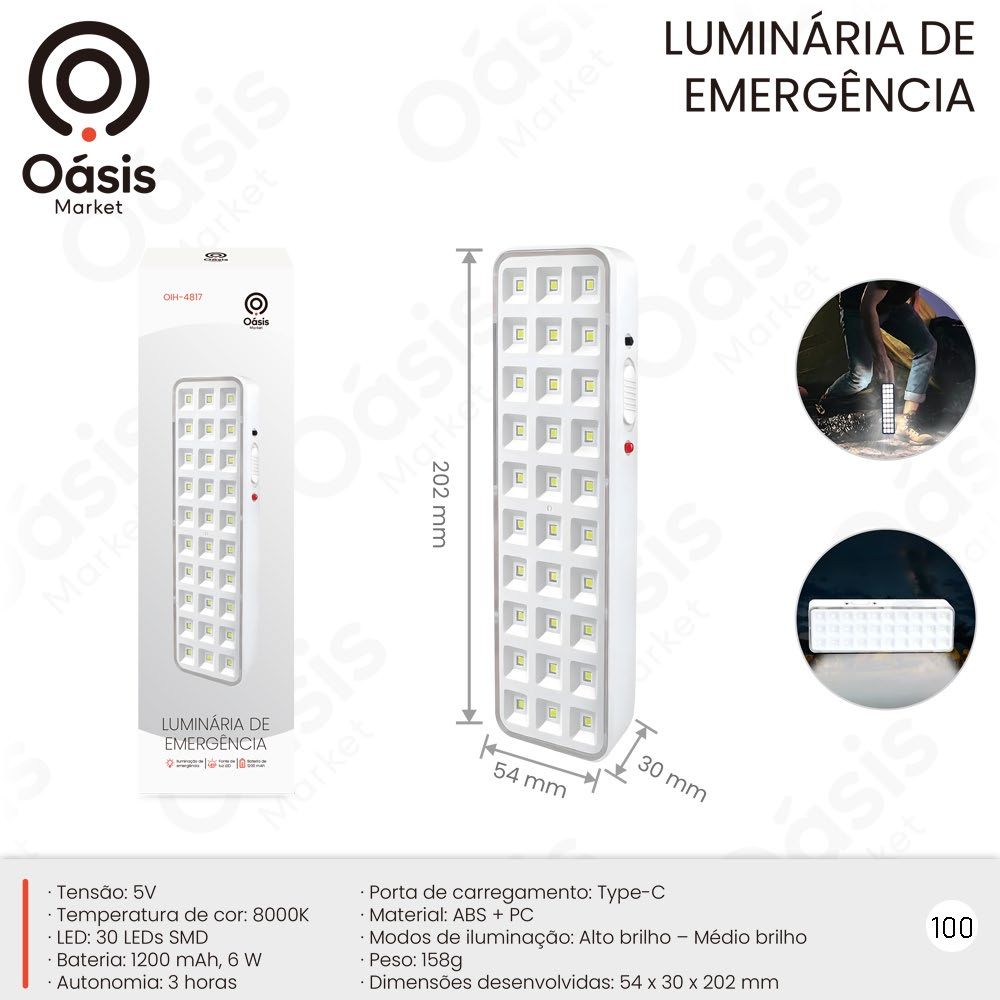 Luminária de Emergência 202mm OIH-4817