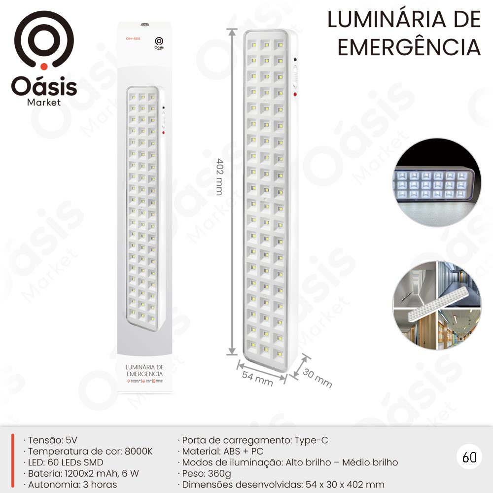 Luminária de Emergência 402mm OIH-4818