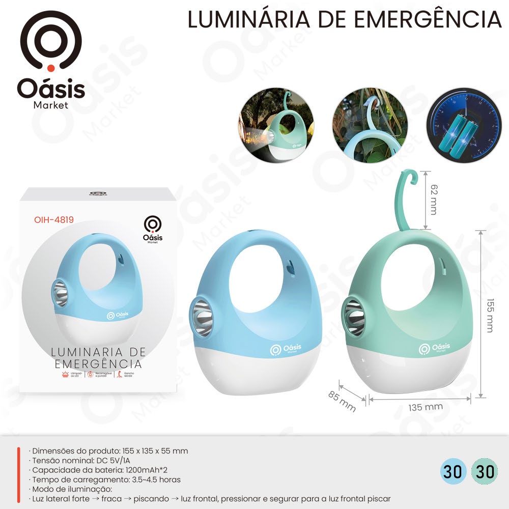 Luminária de Emergência 155mm OIH-4819