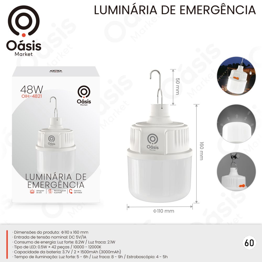 Luminária de Emergência 160mm OIH-4821
