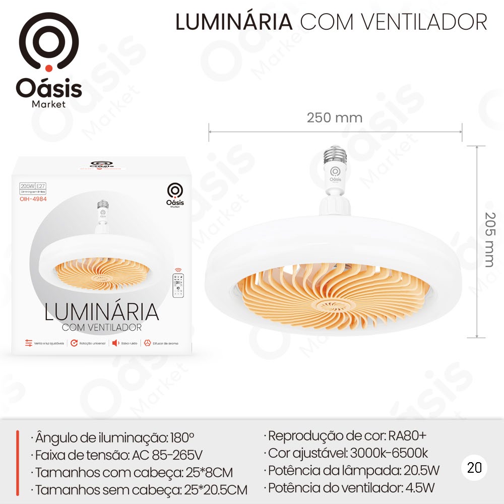 Luminária com Ventilador OIH-4984