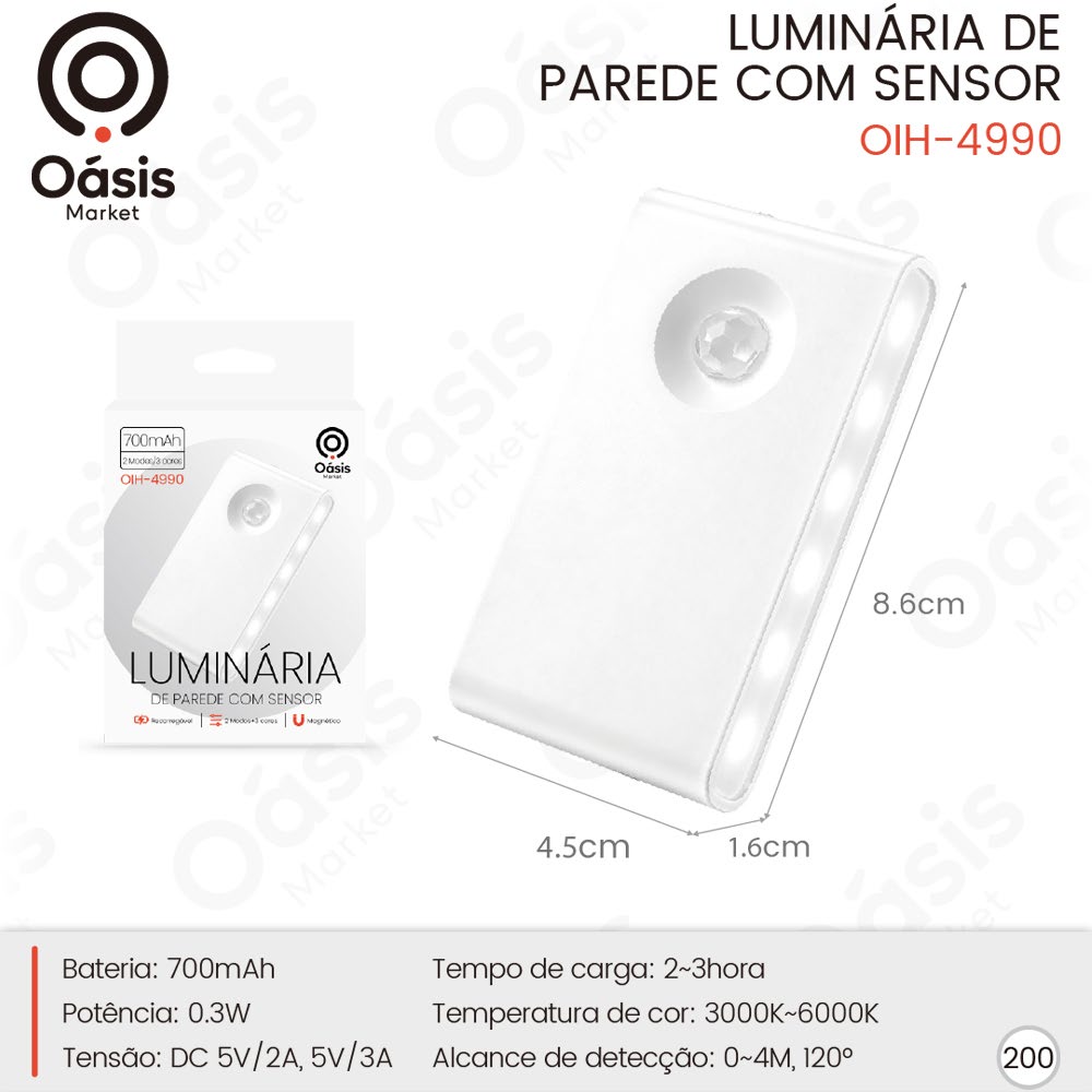 Luminária de Parede com Sensor OIH-4990