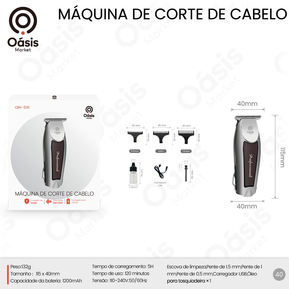 Máquina de Corte de Cabelo 40mm OIH-5111