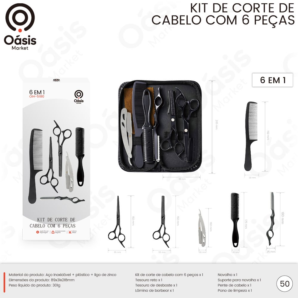 Kit de Corte de Cabelo com 6 Peças 8mm OIH-5180
