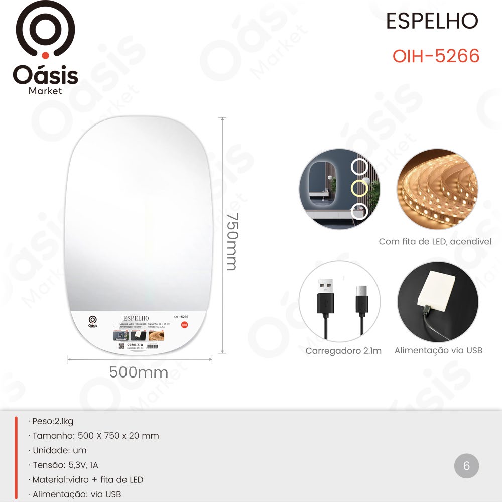 Espelho 750mm OIH-5266